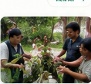 Botanists studying orchid specimens in orchidarium